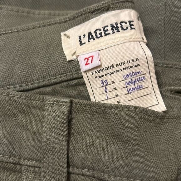 L'Agence Jeans Womens 27 Mossy Green Cropped High Rise Slim Raw Hem NWT $298 - Picture 6 of 10